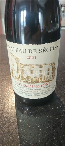 Vallée du Rhône Côtes-du-rhône Château Ségriès 2021