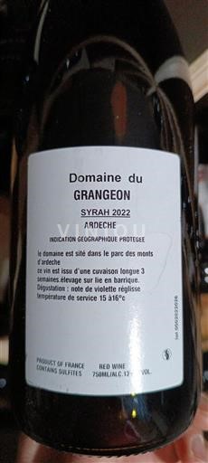 Alpi și Țara Rodanezilor Ardèche Domaine Grangeon Syrah 2022