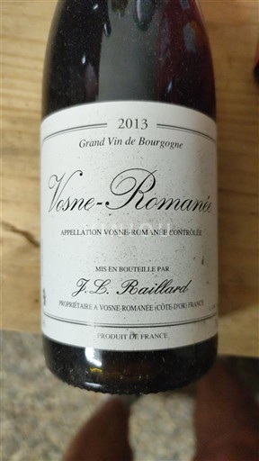 Burgundia Vosne-Romanée J.L. Raillard 2013
