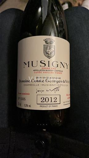 Burgundia Musigny Grand Cru Domaine Comte Georges de Vogüé Vieilles Vignes 2012
