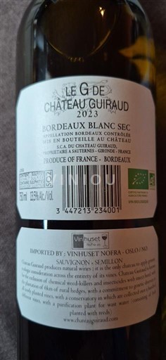 Vini Blanc sec Le G de Château Guiraud Château Guiraud 2023 Francia Bordeaux Bordeaux bianco AOC