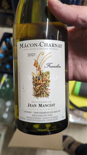 Wijnen Blanc sec Franclieu Jean Manciat 2021 Frankrijk Bourgondië Mâcon en mâcon-dorpen AOC