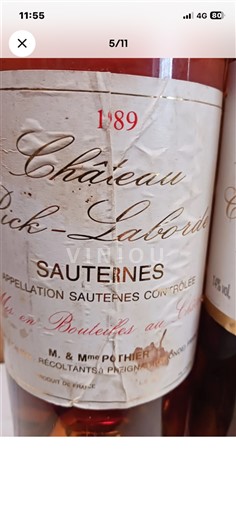 Bordeaux Sauternes Château Pick-Laborde 1989