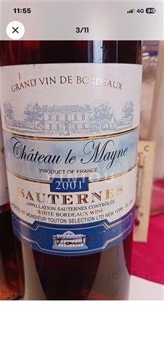 Bordeaux Sauternes Château Le Mayne 2001