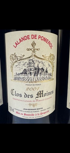 Burdeos Lalande-de-Pomerol Clos des Moines 2001