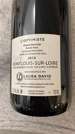 Valea Loarei Montlouis-sur-Loire Laura David L'Optimiste 2018