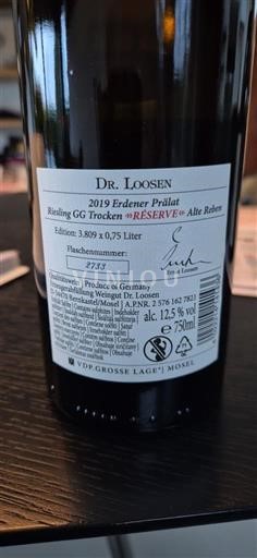 Mosela Nespecificat Dr. Loosen Erdener Prälat Riesling GG Trocken RESERVE Alte Reben 2019
