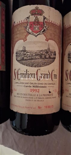 Bordeaux Saint-Émilion Grand Cru Cuvée Millésimée 1992