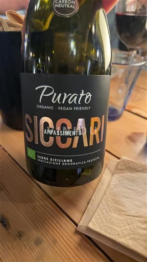 Sicília Terras Sicilianas Purato Siccari Appassimento Não Sazonado