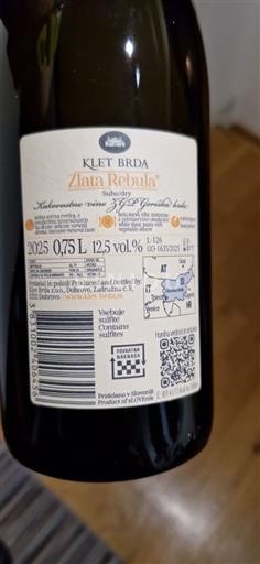 Brda Klet Brda Zlata Rebula 2025