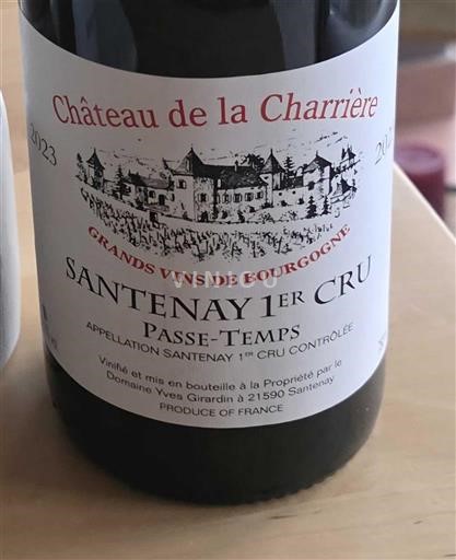 Burgundia Santenay Premier Cru Château La Charrière Passe-Temps 2023