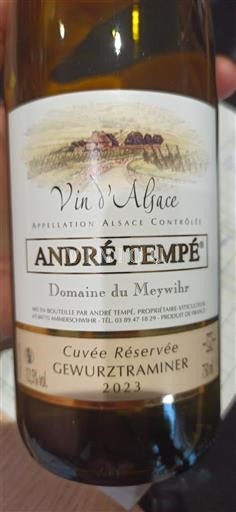 Alzacija Gewürztraminer André Tempé Réservée Gewurztraminer 2023