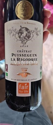 Bordeaux Puisseguin-saint-émilion Château Puiseguin La Rigodrie 2016