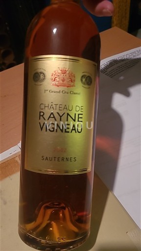 Bordeaux Sauternes Premier Cru Château Rayne Vigneau 2002