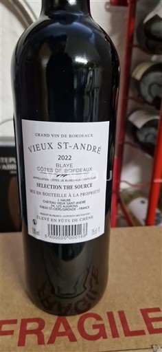 Bordeaux Blaye-Côtes-de-Bordeaux Vieux St-André Sélection The Source 2022