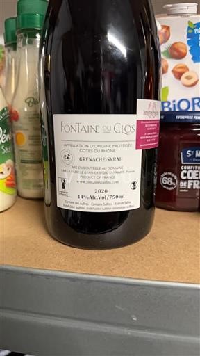Vina Rouge sec Domaine Fontaine du Clos 2020 Francija Rona dolina Côtes-du-Rhône AOC