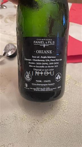 Champaña Champán Champagne Faniel & Fils Oriane Sin añada