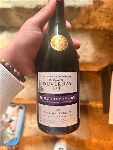 Vin Rouge sec Le Clos L'Evêque Domaine Duvernay 2023 France Bourgogne AOC Premier Cru