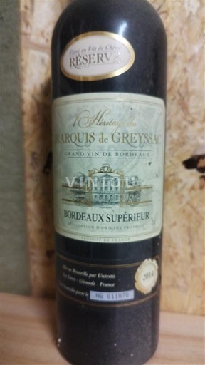 Burdeos Bordeaux superior Marquis de Greyssac Réserve 2014