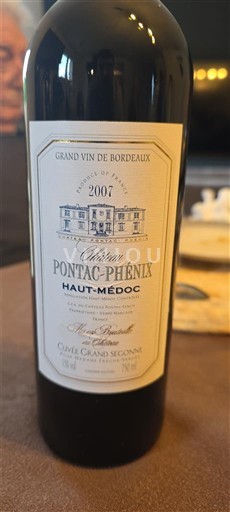 Bordeaux Haut-Médoc Château Pontac Phénix Grand Signe 2007