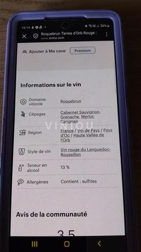 Languedoc și Roussillon Vin de Pays d'Oc Roquebrun Terres d'Orb Rouge Nemilésimat