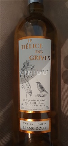 Sud-Vest Nespecificat Vignobles Roudes Le Délice des Grives 2017