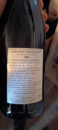 Valea Ronului Vacqueyras Domaine La Colline Saint Jean Vieilles Vignes 2018