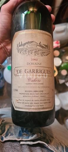Sud-Vest Cahors Domaine Garrigues 1992