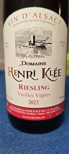 Alsacia Domaine Henri Klée Riesling Vieilles Vignes 2023