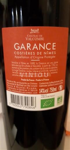 Valea Ronului Costières-de-nîmes Château Valcombe Garance 2021