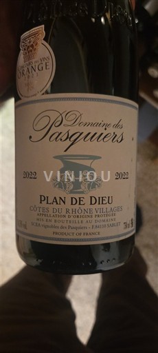 Valle del Ródano No especificado Domaine Pasquiers Plan de Dieu 2022