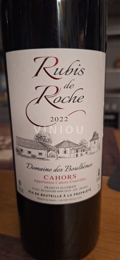 Sud-Vest Cahors Domaine Boulbènes Rubis de Roche 2022