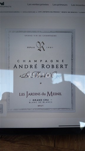 Champaña Champán Grand Cru André Robert Les Jardins du Mesnil Sin añada