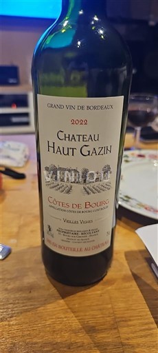 Bordeaux Côtes-de-Bourg Château Haut Gazin Vieilles Vignes 2022