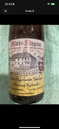 Rheingau Alois Kayma Burrweiler Schäwer Riesling Kabinett 1980