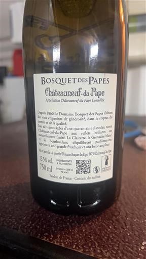 Vin Châteauneuf-du-pape Bosquet des Papes - Avis, conseil