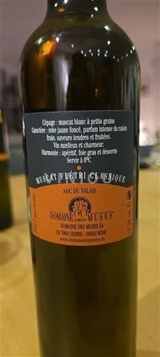 Valais Valea Domaine S Muses Muscat Flétri Classique Nemilésimat