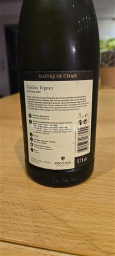 Valais Valea Provins Maître de Chais Vieilles Vignes 2017