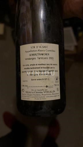 Alsacia Vendanges Tardives Domaine Michel et Christine Voelklín Vendanges Tardives 2005