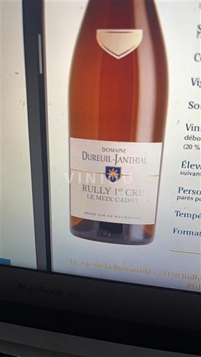 Burgundia Rully Premier Cru Domaine Dureuil-Janthial Le Meix Cadot 2023