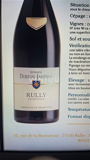 Burgundia Rully Domaine Dureuil-Janthial En Guesnes 2023