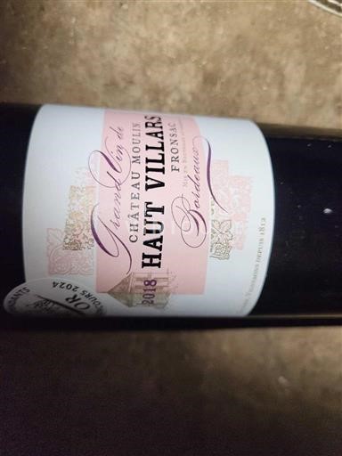 Bordeaux Fronsac Château Mouliet Haut Villars 2018