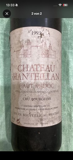 Bordéus Haut-Médoc Château Hanteillan 1993