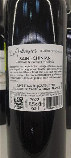 Languedoc Saint-Chinian Les Celliers de Cabré L'Arbousier Terroir de Schistes 2022