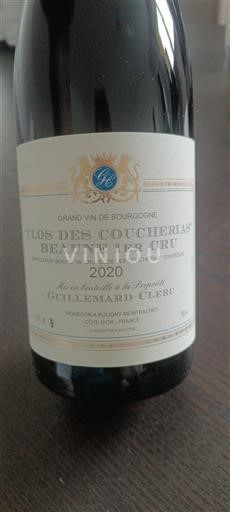 Burgundia Beaune Premier Cru Guillemard-Clerc Clos des Coucheries 2020