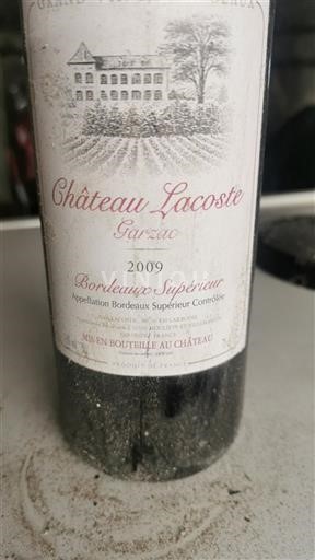 Bordeaux Bordeaux superior Château Lacoste Garzac 2009