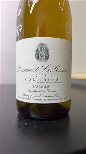 Roussillon Collioure Domaine La Rectorie L'Argile 2023