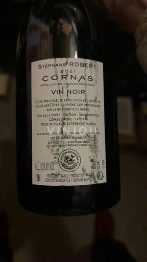 Valea Ronului Cornas Stéphane Robert Vin Noir 2021