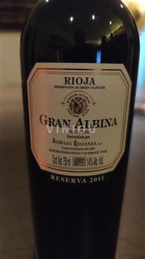 La Rioja Rioja Bodegas Riojanas Gran Albina Reserva 2011