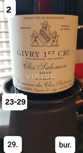 Burgundia Nespecificat Premier Cru Domaine Clos Salomon Clos Salomon 2019